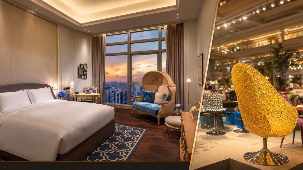 ภาพจัดวางบรรยากาศห้องหรูและโชว์รูมเฟอร์นิเจอร์ฝอซานจากภาพจริงของทีม Tour4Trip